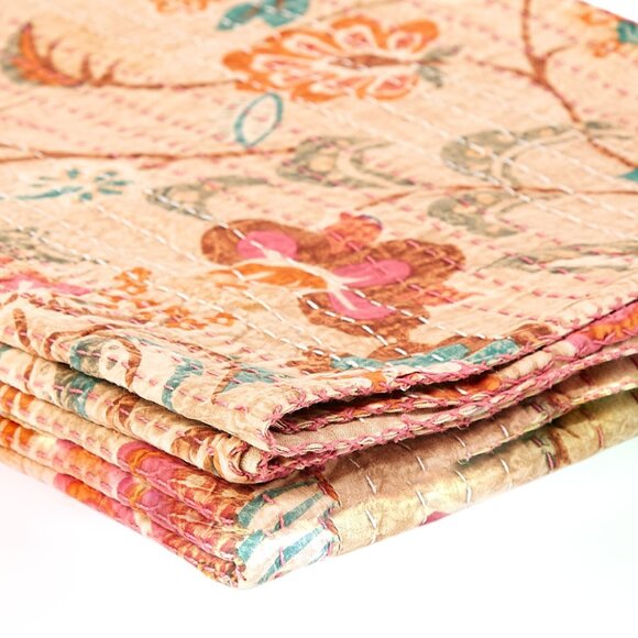 Taj Hotel Home Decor Kantha Cotton Throw | 1-Piece | Multicolor | 50"x70" - Picture 3 of 4